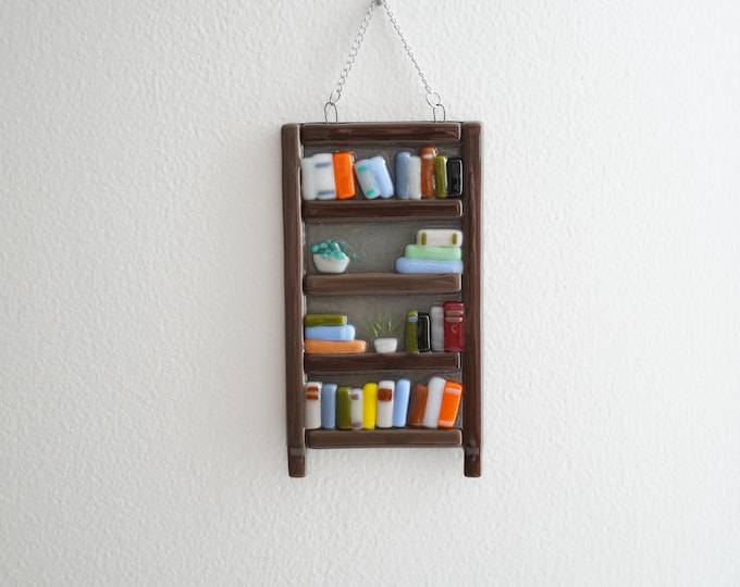 Fused Glass Bookcase, Library Decor - Etsy