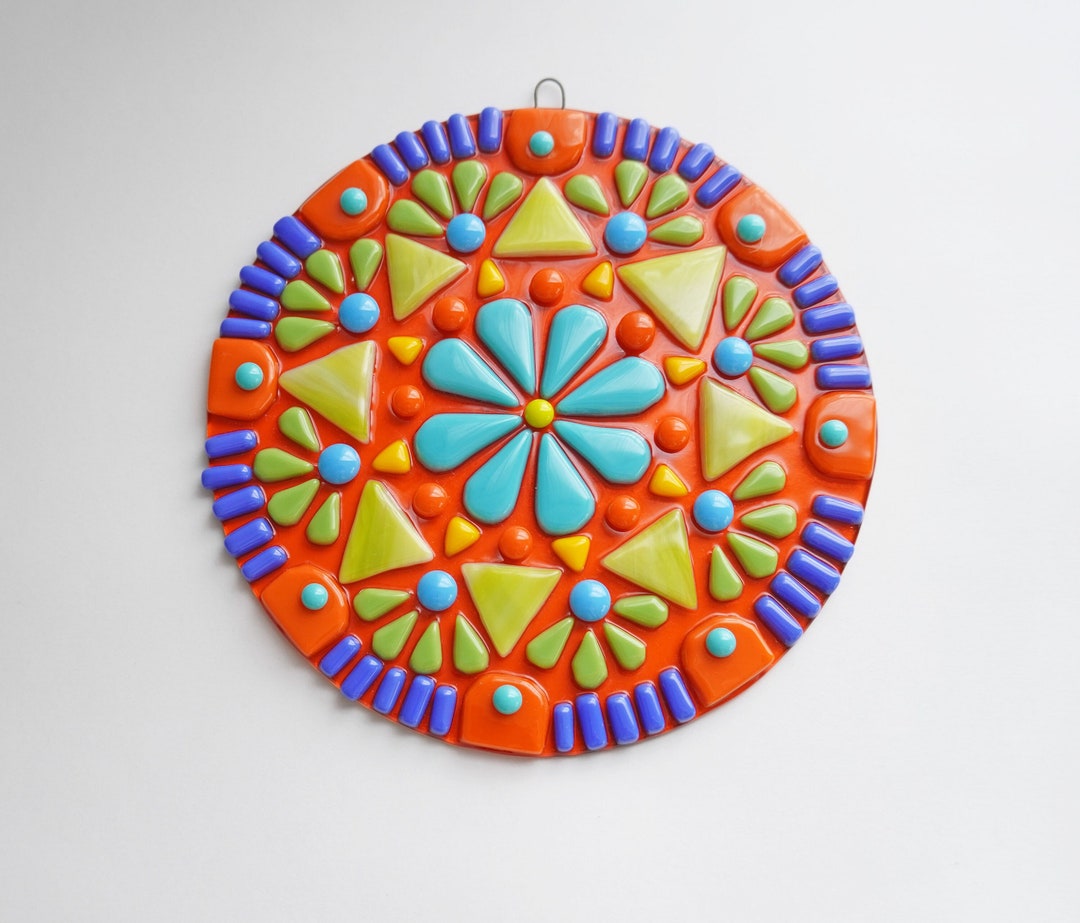 Fused Glass Mandala Hanging Wall Art Etsy