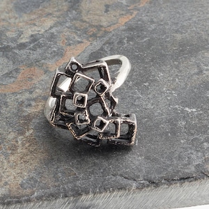 Black Oxidized Sterling Silver Ring, Handmade Statement Ring, Modern Contemporary Jewelry, Organic Texture, Gift for Her