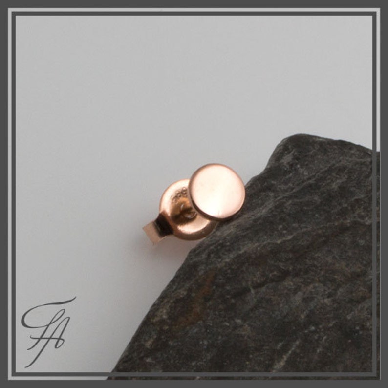 Polka Dot Rose Gold Circle Stud Solid Gold Stud Tiny Earring Rose Gold Stud Earring Gold Stud Earring Gold Stud Rose Gold Earring