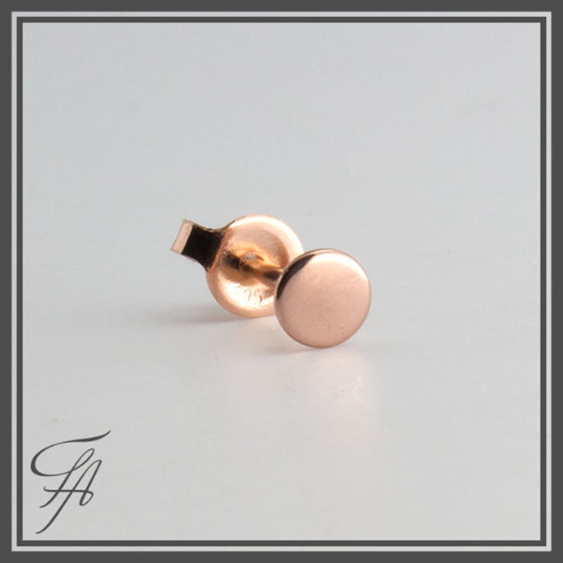 Polka Dot Rose Gold Circle Stud Solid Gold Stud Tiny Earring Rose Gold Stud Earring Gold Stud Earring Gold Stud Rose Gold Earring