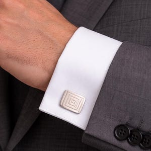 Greek Key Sterling Silver Cufflinks: Handmade Rectangle Pattern