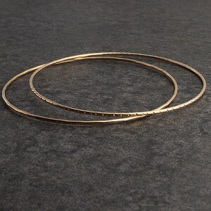 Hammered 14K Gold Bangles, Minimalist Stacking Bracelets Set