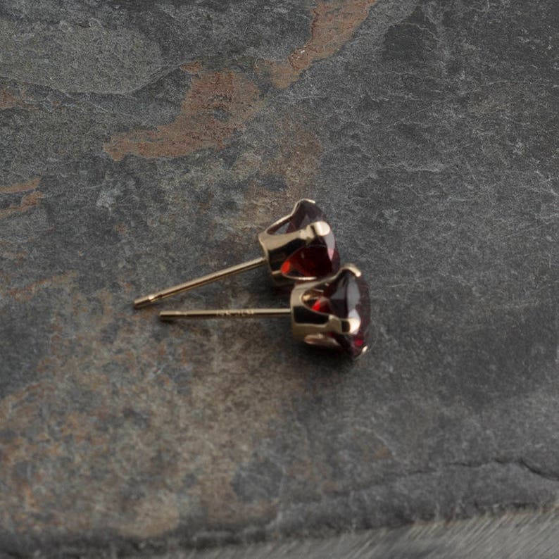 Garnet Earrings 6mm Post Earrings Natural Red Garnet Stud Earrings Stone Earrings Gemstone Earrings Stud Earrings All 14K Solid Gold