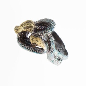 Sterling Silver Gold Double Headed Snake Ring