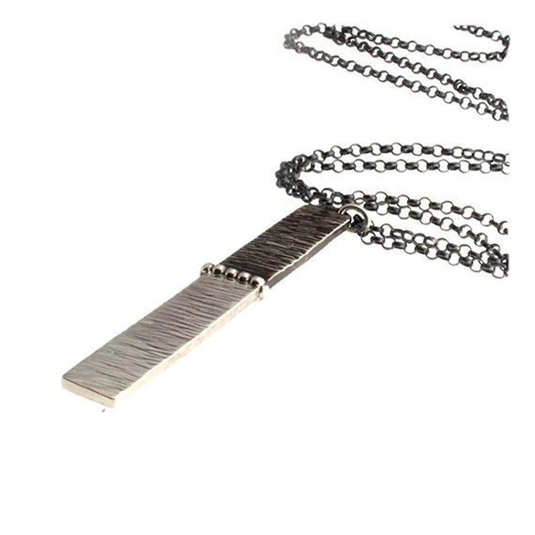 Large Bar Necklace Sterling Silver Bar Necklace Long Bar Etsy