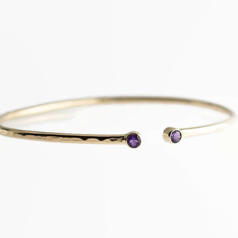 14K Solid Gold Stone Setting Open Cuff Bracelet Handmade Gold Etsy