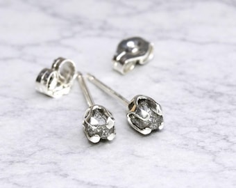 Rough Diamond Sterling Silver Stud Earrings