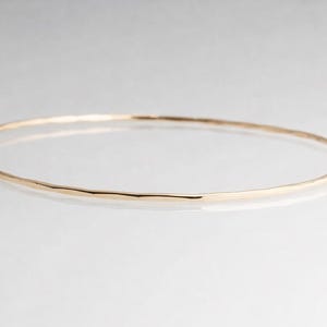 Handmade 14K Gold Bangle, Faceted Hammered Design