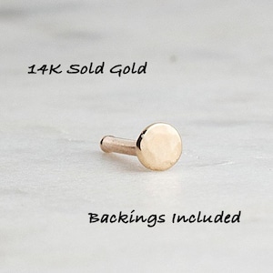 14K Solid Gold Nail Nose Piercing, Solid Gold Studs, Body Jewelry, Gold Piercing, Dot Tragus, Cartilage Studs, Tiny Nose Pebble, 3mm