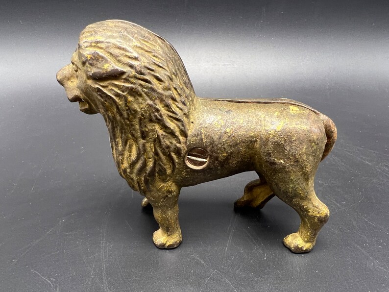 Vintage Lion Coin Bank Cast Iron Piggy Bank Gold Lion - Etsy