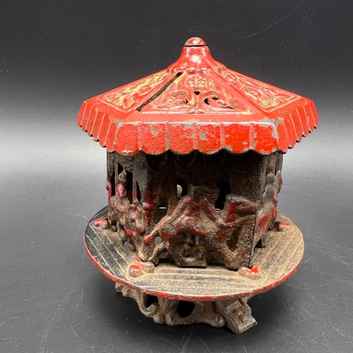 Vintage Cast Iron Mechanical Piggy Bank Etsy