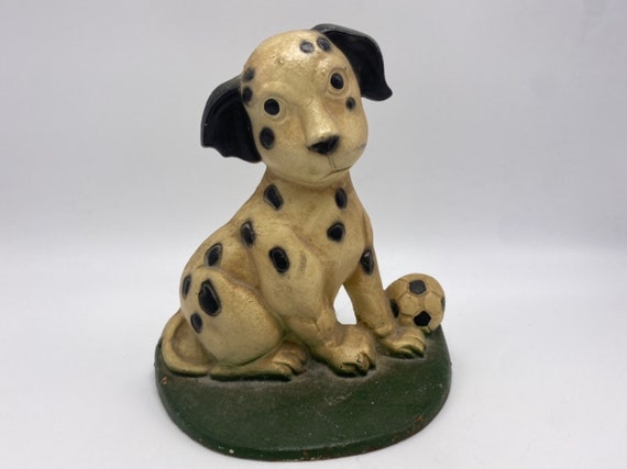 Vintage Dog Door Stop Cast Iron Dalmatian Soccer Ball Etsy Australia