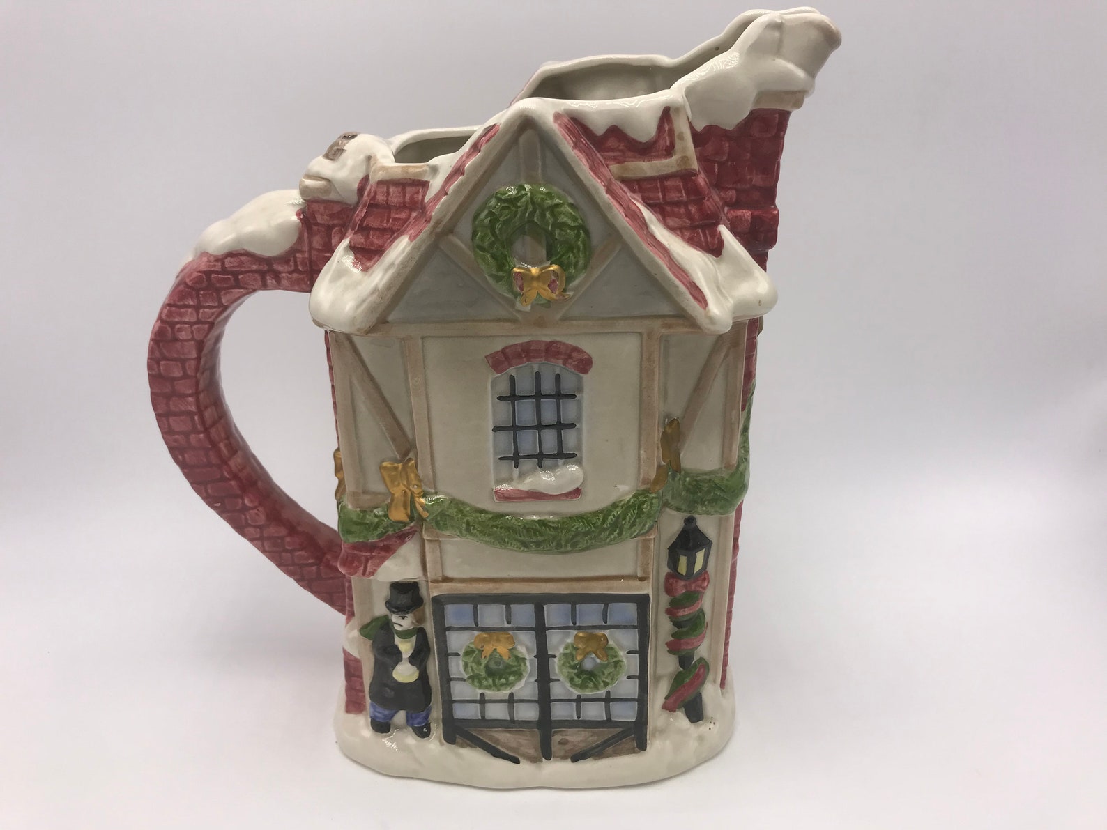 Vintage Pitcher Fitz and Floyd Christmas Village Fitz N Etsy