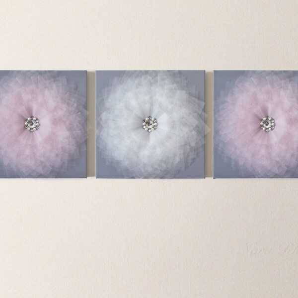 Pink Gray Flower Etsy