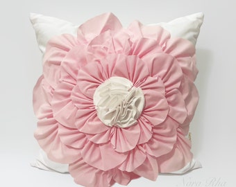 Rose Flower Pillow Cover, Rose Flower Home Decor, Shabby Pillow