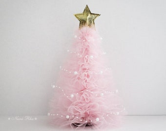 Mini Christmas Tree, Mini Tree, Pink Christmas Tree, Christmas Gifts, Holiday Tree,  Silver Star, Shabby Decor, Holiday Decor, Home Decor