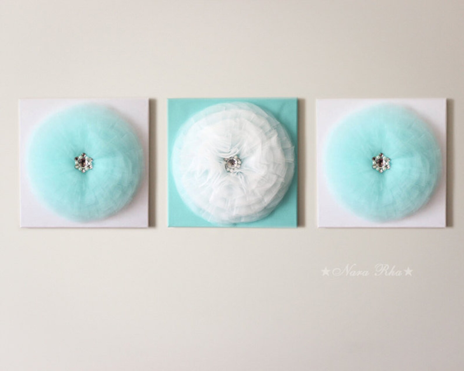 Aqua Wall Art White and Aqua Flower Canvas Wall Art Nursery | Etsy