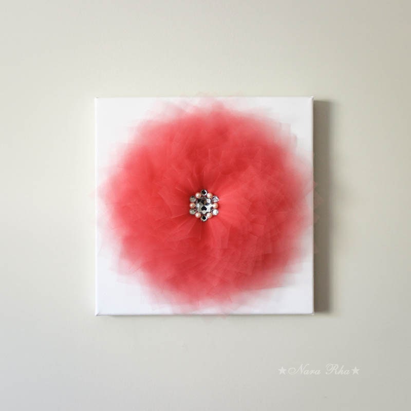 Flower Wall Decor Coral Flower Coral Nursery Decor Floral Etsy