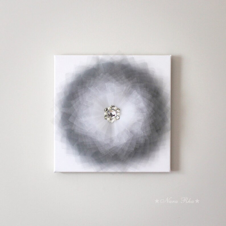 Gray Wall Art Gray Flower Wall Decor Gray and White Flower Etsy