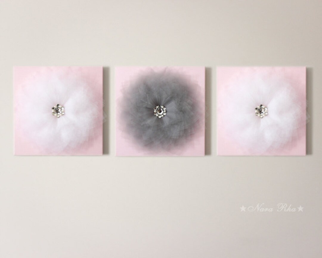 Pink and Grey Wall Decor Shabby Chic Decor Nursery Wall Etsy