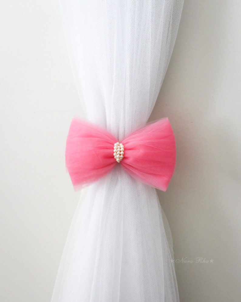 Bow Curtain Tie Backs Pink Bow Tie Backs Curtain Holdback Etsy Canada