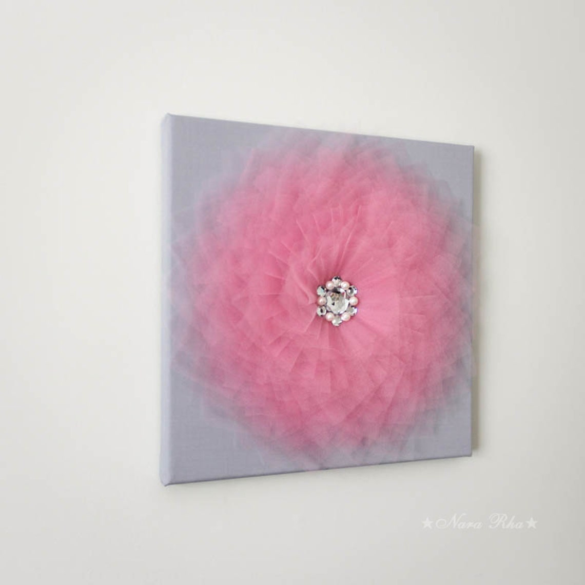Flower Art Pink and Gray Nursery Wall Art Baby Girl Nursery Etsy