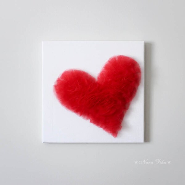 CLEARANCE SALE! Red Heart Canvas Nursery Decpr Valentines Day Valentine Decor Home Decor Wall Art Modern Nursery Decor Heart Ready to SHIP