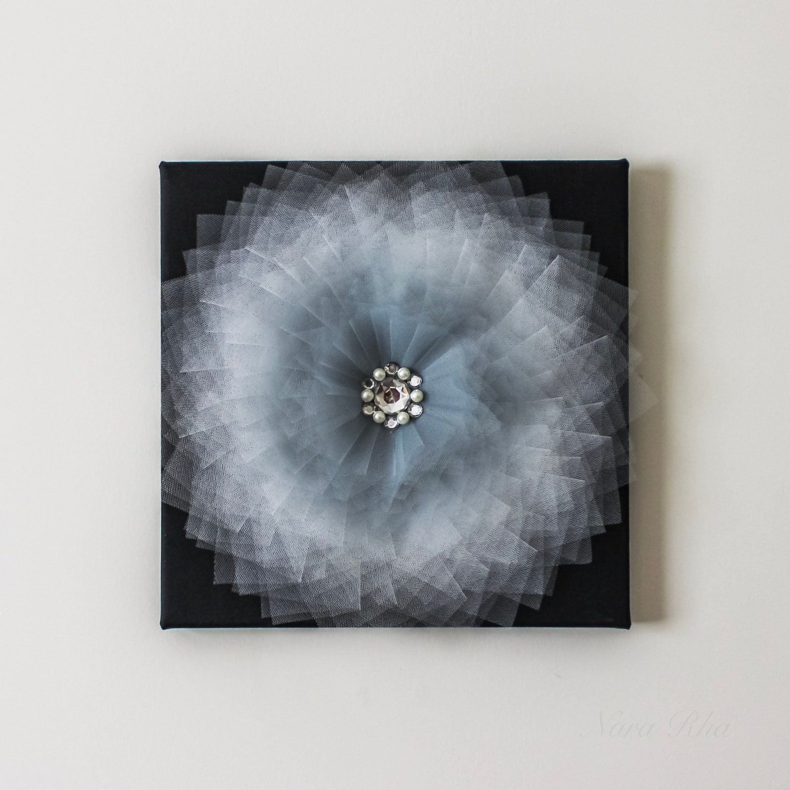 Gray Wall Art Gray Flower Wall Decor Gray and White Flower Etsy