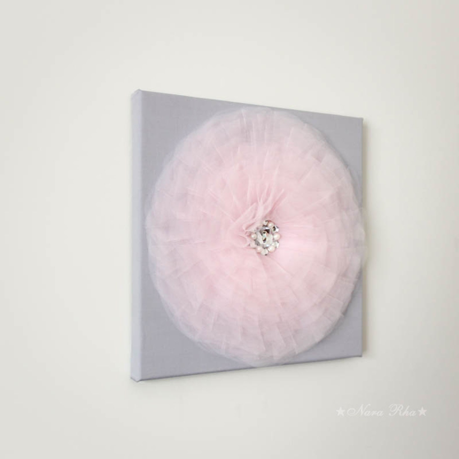Pink and Gray Flower Wall Art Pink Grey Nursery Decor Pink Etsy