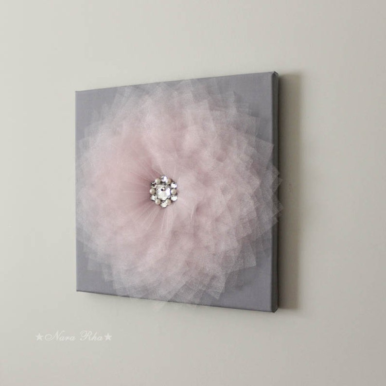 Pink Gray Wall Art Pink and White Flower Wall Decor Flower | Etsy