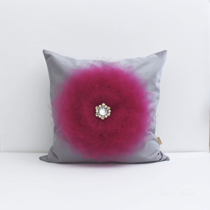 Floral Modern Pillow Cover Fuchsia Pink Flower Fuchsia Etsy