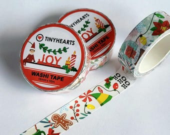 Washi Tape - Christmas (White) - 15mm x 10m Roll
