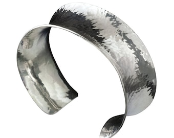 Mens or Womens, "Hammer On" Classic Hammer Textured Anticlastic Silver Cuff