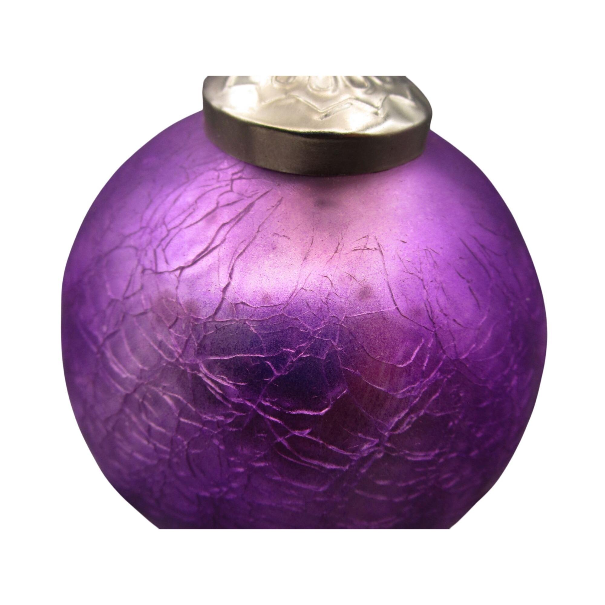 ヴィンテージパープルクラックルガラスクリスマスオーナメントメタル