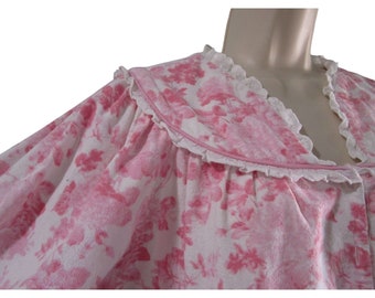 ✽3連休に向けての大特価✽　フランスアンティークナイトガウン　ロングブラウス 控えめなフランネルナイトガウン ピンクローズ ナショナル レディース