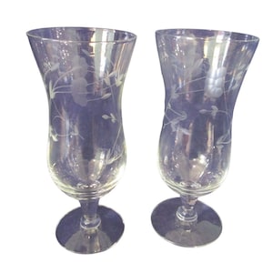 Princess House Heritage Parfait Glasses Cut Windflower A Pair Circa 1974 EUC