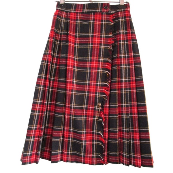 Wool Flannel 4-Bar Pleated Skirt
