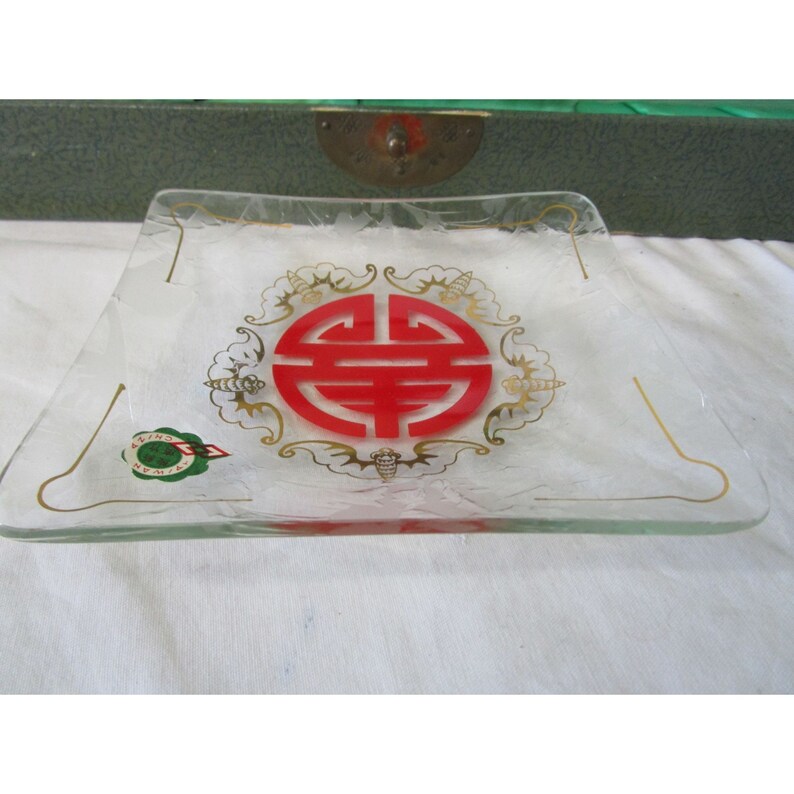 Vintage Hsinchu Glass Works Salladsskålset med presentförpackning Oanvänd bild 9