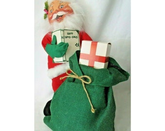 Annalee Mobilitee 18&quot; Santa w/Book & Green Burlap Sack #5505 w/Tag EUC