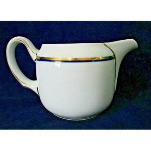 Rosenthal Bavaria Art Deco White Creamer Pitcher Jug Gold and Blue Line Trim EUC