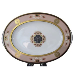 Noritake Commemoration Small Platter Peach Floral Art Deco EUC Vintage Retired