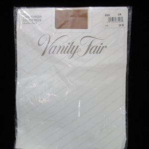 Vintage Vanity Fair Thigh High Stockings Sandalfoot Beige S/M Nylon Hosiery New