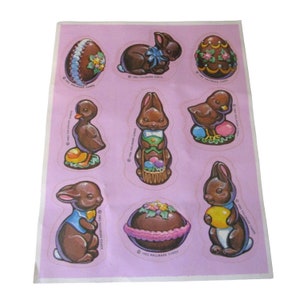 Schokoladenduftende Ostern Aufkleber Vintage Hallmark 1983 Ein einzelnes Blatt