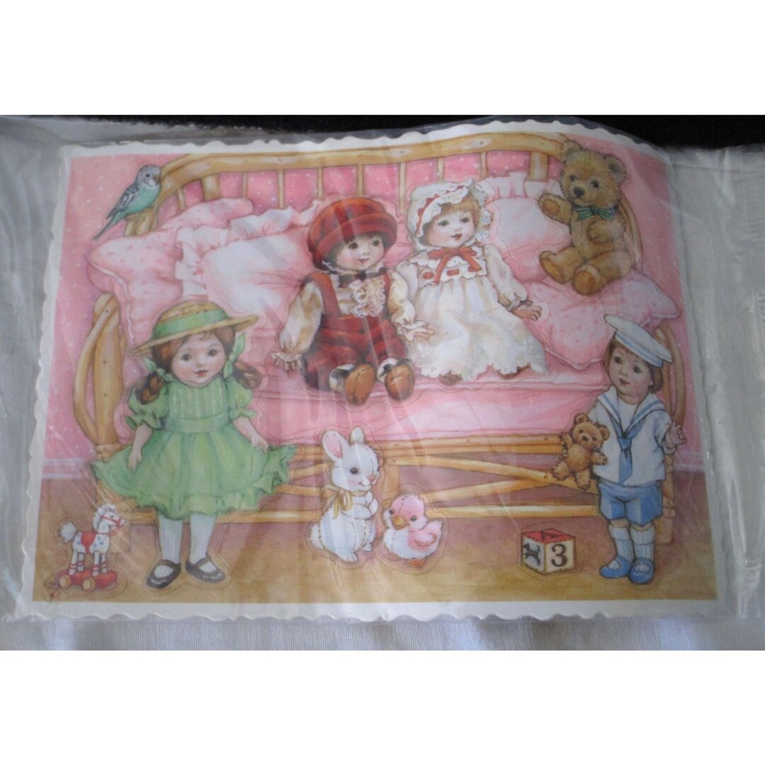 Postables Hallmark Hallmark Antique Dolls Send A Sticker Postcard New Vintage 1984 Bowed ...