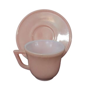 Hazel Atlas Little Hostess Pastel Pink Cup & Saucer For Pretend Tea Parties