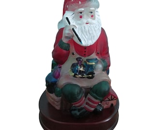 Vintage Old World Weihnachten Santa Toymaker Licht handbemaltes Glas 1995 GUC