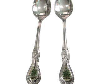 スポード クリスマスツリー ステンレススチール ティースプーン ペア