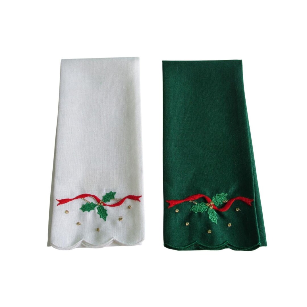 Cabilock 3 Pièces Serviettes De Noël Brodées – Ensemble Cadeau Coton Doux Absorbant Torchons & Essuie-Mains Thème Festif Cuisine Salle De Bain