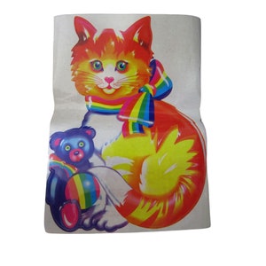 Jumbo Lisa Frank Cat Teddy Bear Ball Vintage 1984 Sticker Damaged